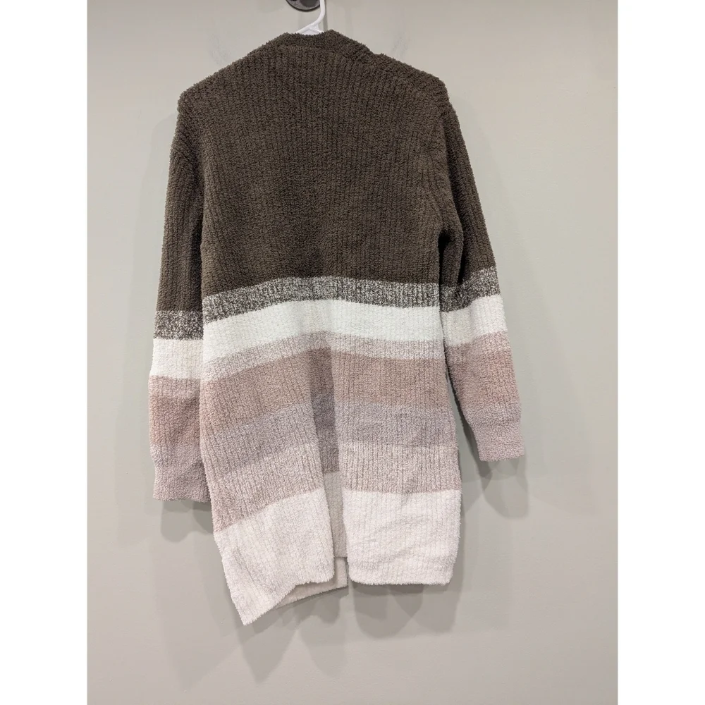 Barefoot Dreams Cozy Chic Ribbed Colorblock Open Cardigan Size Small